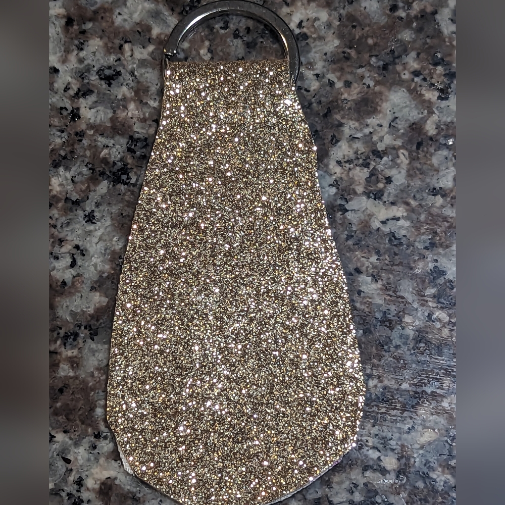 Gold sparkle keyring handmade